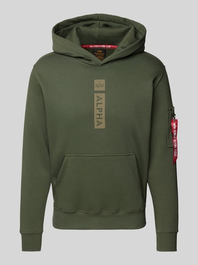 Alpha Industries Hoodie mit Label-Print Oliv 2