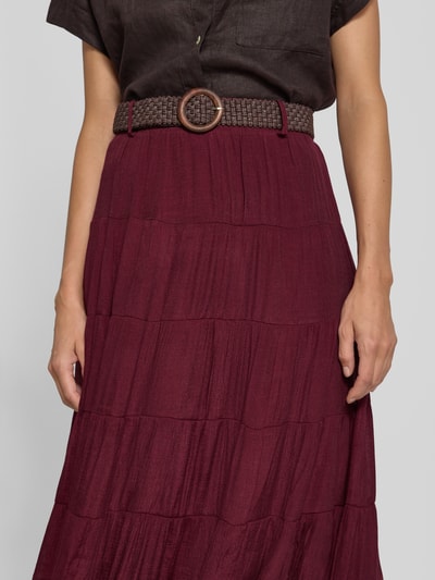 Apricot Maxirok in laagjeslook met riem Bordeaux - 3