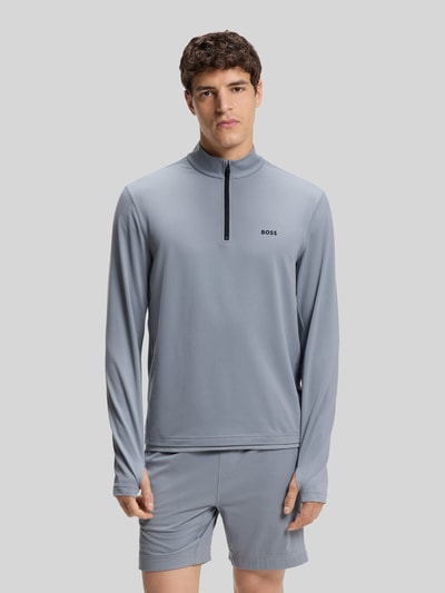 BOSS Green Regular Fit Sweatshirt mit Stehkragen Modell 'SW_Active QZ' Rauchblau 4