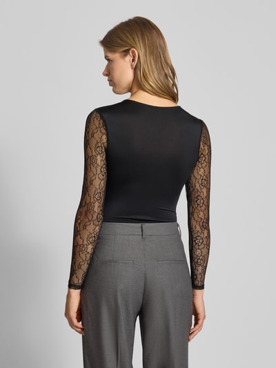 Only Slim Fit Body mit Spitzenärmeln Modell 'SIA' Black 5