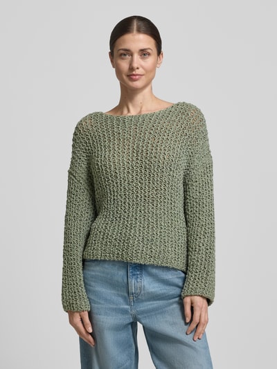 Marc O'Polo Relaxed Fit Pullover aus Baumwoll-Mix Hellgruen 4