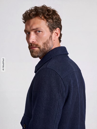 Selected Hemdjacke mit Zweiwege Reißverschluss Marine 3