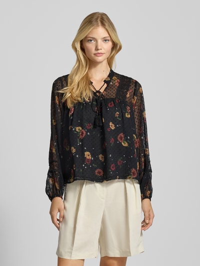 Only Regular fit blouse met mandarijnkraag, model 'TESSA' Zwart - 4