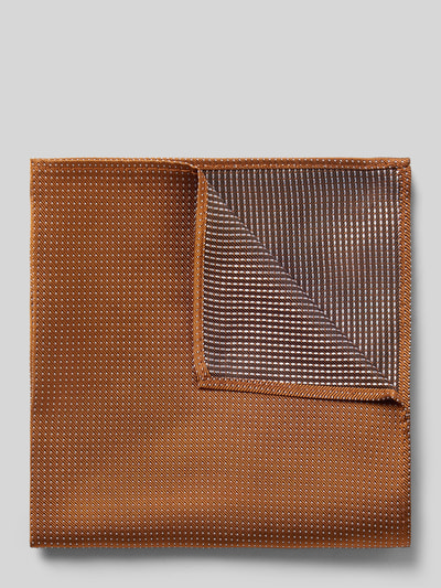 Produktfoto, Fein strukturiertes Einstecktuch aus Seide von ROY ROBSON, braune quadratische Form, feine diagonale Struktur, 28x28 cm.