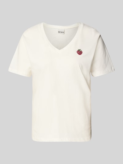 ICHI T-Shirt mit Motiv-Stitching Modell 'KENNEDY' Offwhite 2