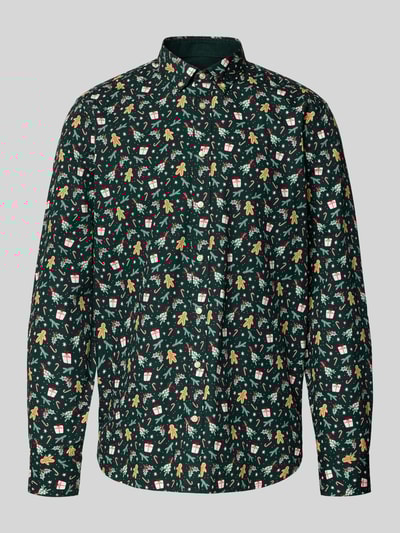 Montego Regular Fit Freizeithemd mit Weihnachtsmotiv Dunkelgruen 2
