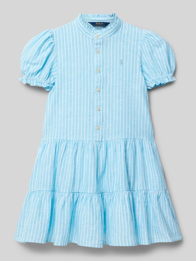 Polo Ralph Lauren Kids Leinenkleid mit kurzer Knopfleiste Helltuerkis 1