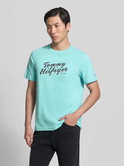 Tommy Hilfiger Regular Fit T-Shirt aus reiner Baumwolle Tuerkis 4