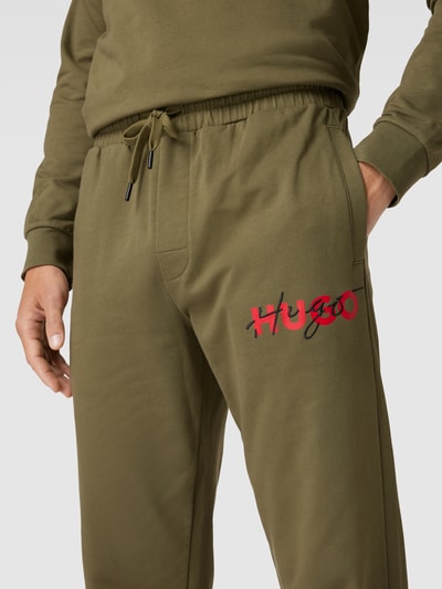 HUGO Sweatpants mit Label-Print Oliv 3