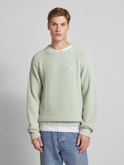 Hugo Blue Gebreide pullover met logostitching, model 'Sondye' Lichtgroen - 4