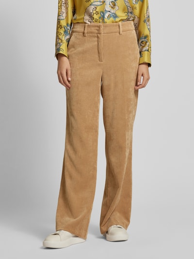 Cambio Wide leg corduroy broek met riemlussen Camel - 4