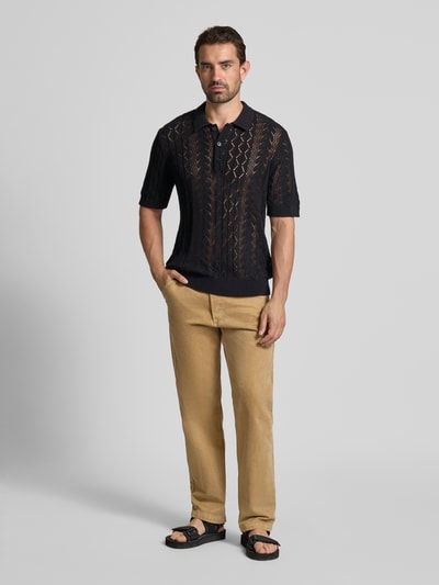 ANNARR Regular fit poloshirt met knoopsluiting, model 'MANI' Zwart - 1