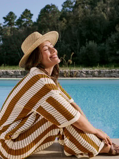 P&C* curated by Anna Schürrle Straight Leg Strickhose mit Lochmuster Camel 6