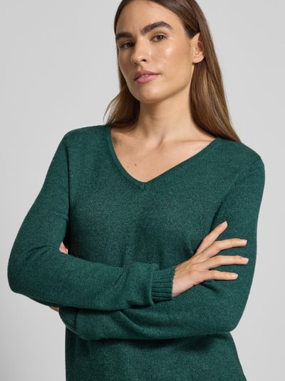 Vila Regular fit shirt met lange mouwen van viscosemix, model 'Viril' Donkergroen - 3