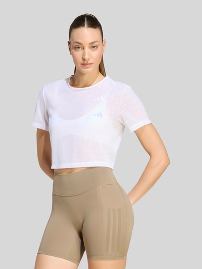 adidas Training Cropped Fit Sport-T-Shirt mit Logo-Prägungen Weiss 3