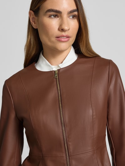 Zero Jacke in Leder-Optik mit Reißverschluss Mittelbraun 3