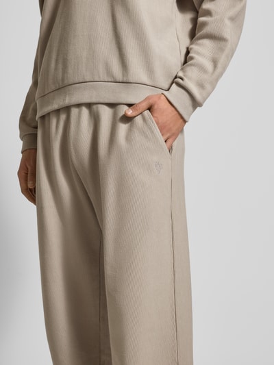 REVIEW Sweatpants in riblook met elastische band Lichtgrijs - 3