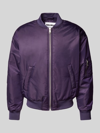 REVIEW Bomberjacke mit Leistentaschen Aubergine 1