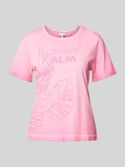 Sportalm T-shirt met label- en motiefprint Felroze - 2