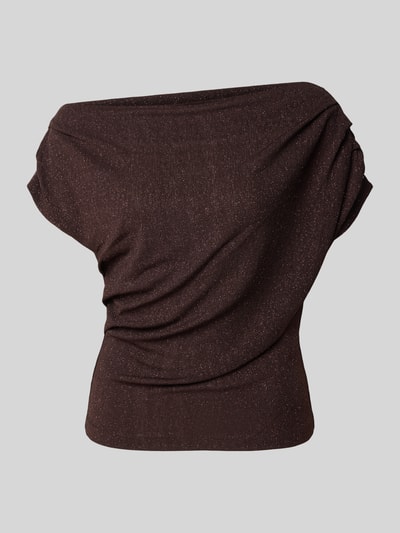 Produktfoto, Bluse mit One-Shoulder-Träger von Rinascimento aus Materiaalmix met stretch, getailleerd pasvorm, plooien, ruglengte maat S 54 cm