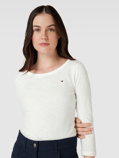 Tommy Hilfiger Longsleeve aus Baumwolle mit Label-Detail Ecru 3