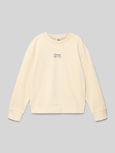 Garcia Regular Fit Sweatshirt mit Logo-Print Ecru 1