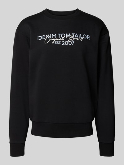 Tom Tailor Denim Basic Fit Sweatshirt mit Label-Schriftzug Black 2