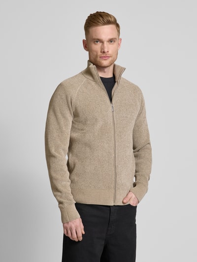 JAKE*S STUDIO MEN Strickjacke mit Stehkragen Khaki 4