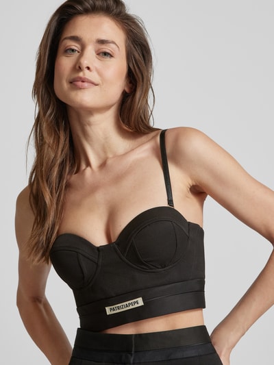 Patrizia Pepe Bustier met labelpatch Zwart - 3