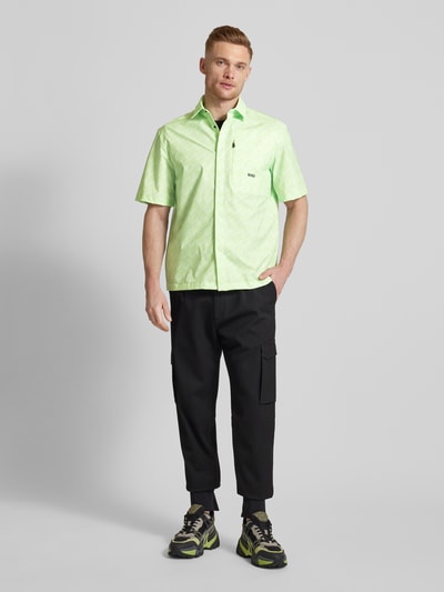 BOSS Green Regular fit vrijetijdsoverhemd met all-over print, model 'Bechno' Lichtgroen - 1