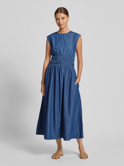 Neo Noir Midi-jurk met ruches, model 'Esmy Denim' Blauw - 4