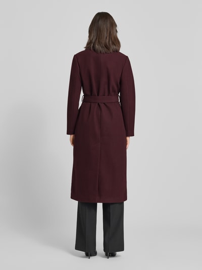 Zero Mantel mit Reverskragen und Bindegürtel Bordeaux 5
