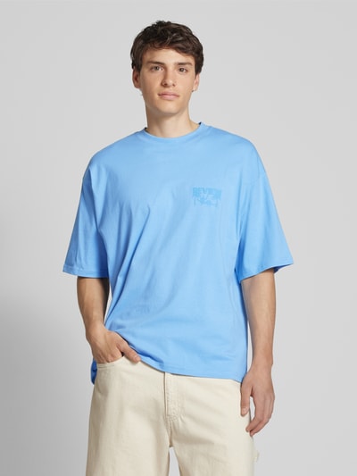 REVIEW T-shirt o kroju oversized z nadrukiem z logo Jasnoniebieski 4