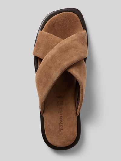 Tamaris Pantoletten aus echtem Veloursleder Hellbraun 3