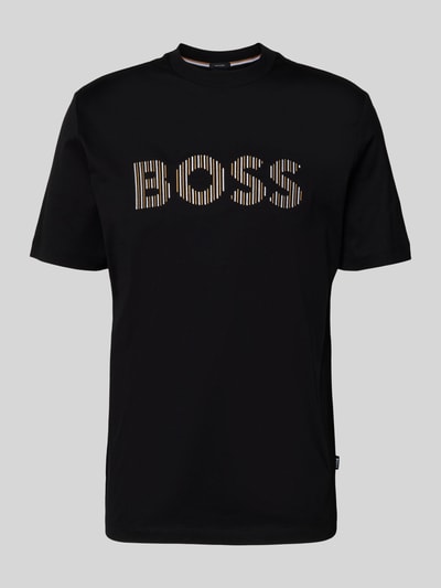 Produktfoto, Regular Fit T-Shirt aus reiner Baumwolle Modell 'C-THOMPSON 41' von BOSS, schwarz, Rundhals, kurzarm, unifarben, glatte Textur