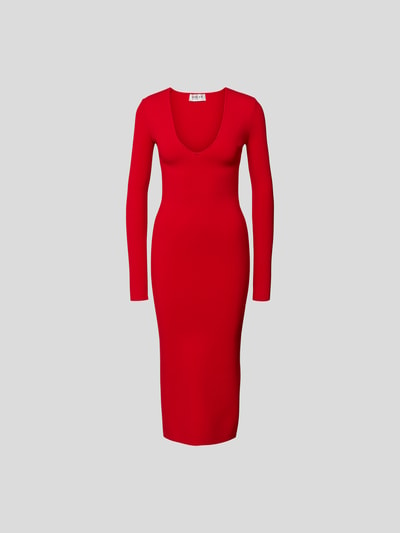 Victoria Beckham Midikleid mit V-Ausschnitt Rot 2