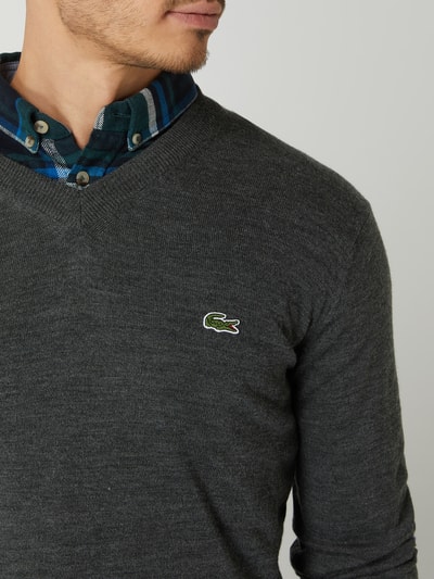 Lacoste Sweter z mieszanki wełny  Antracytowy melanż 3