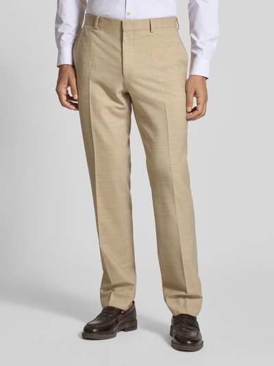 BOSS Regular fit pantalon met wol, model 'LEON' Beige - 4