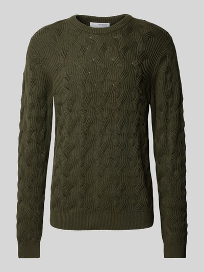 SELECTED HOMME Strickpullover mit Strukturmuster Modell 'CALLIS' Dunkelgruen 1