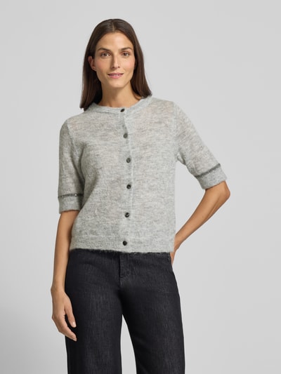 s.Oliver BLACK LABEL Regular Fit Strickjacke mit Alpaka-Woll-Anteil Hellgrau 4