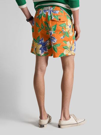 Polo Ralph Lauren Regular Fit Badehose aus reinem Leinen Orange 5