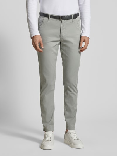 Lindbergh Clasic stretch fit chino met riem Middengrijs - 4