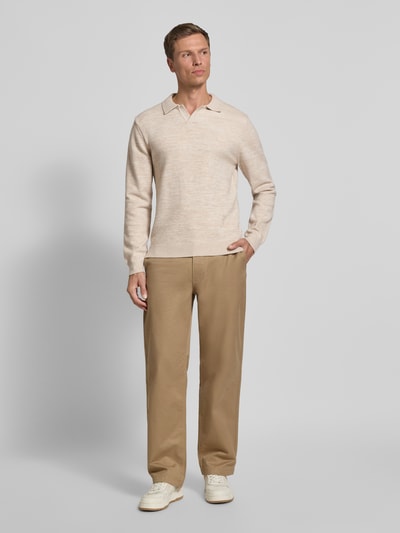 Casual Friday Regular fit shirt met lange mouwen en polokraag, model 'Karl' Offwhite - 1