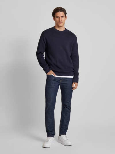 Jack & Jones Premium Strickpullover mit Stehkragen Modell 'MILANO' Dunkelblau 1