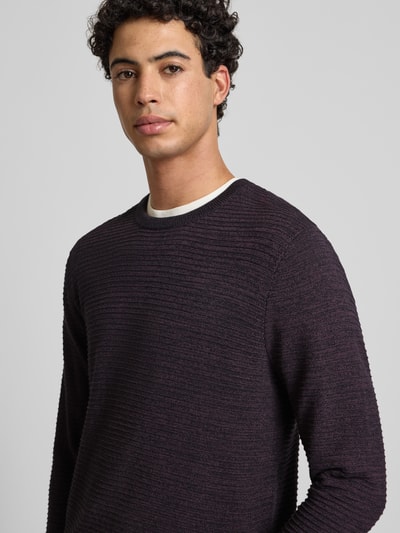 Jack & Jones Sweter z dzianiny z okrągłym dekoltem model ‘OTTO’ Bordowy melanż 3