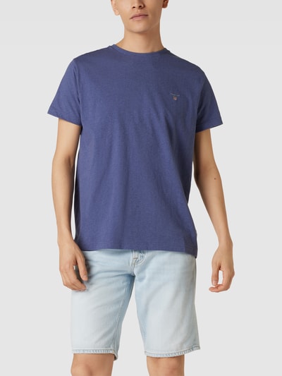 Gant T-shirt met labelstitching Donkerblauw gemêleerd - 4