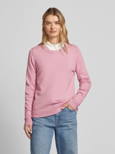 Vila Gebreide pullover met ronde hals, model 'Viril' Roze - 4