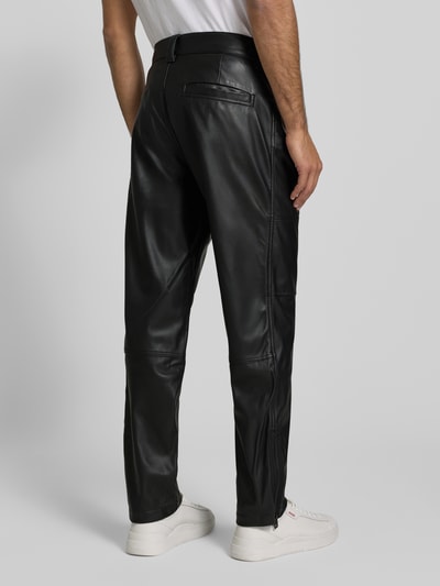 HUGO Regular Fit Hose in Lederoptik mit Reißverschluss-Detail Modell 'ROCO253' Black 5