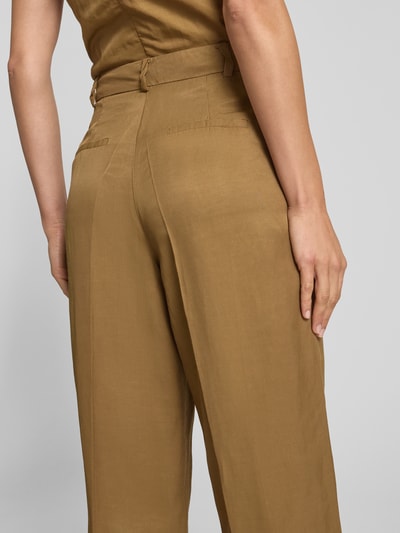 Mango Loose Fit Stoffhose aus Viskose-Leinen-Mix Modell 'MOSKITO' Oliv 3