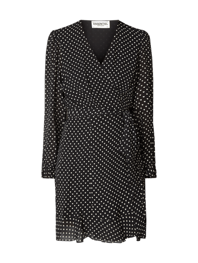 Essentiel Sukienka kopertowa z wzorem w serca Czarny 2